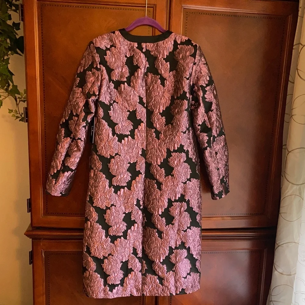 NWT Lulu's Mayia Purple and Black Jacquard Floral Print Long Jacket - Picture 9 of 15